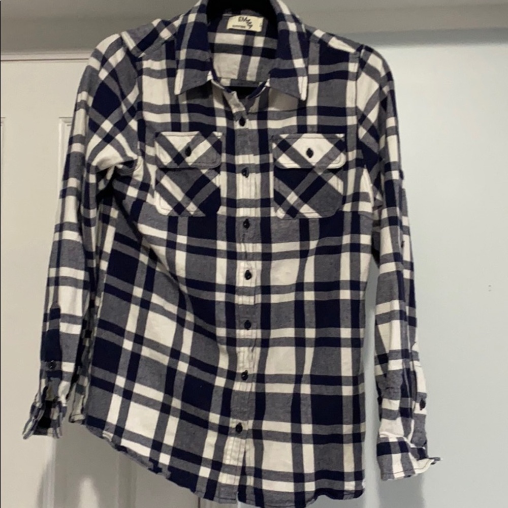 Like New Navy and White Boutique Flannel Shirt